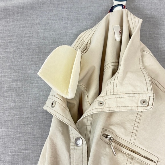 Spring Jacket Womens XL 3/4 Tabbed Sleeves Snap Front Pockets Cotton & Colors - Picture 6 of 13
